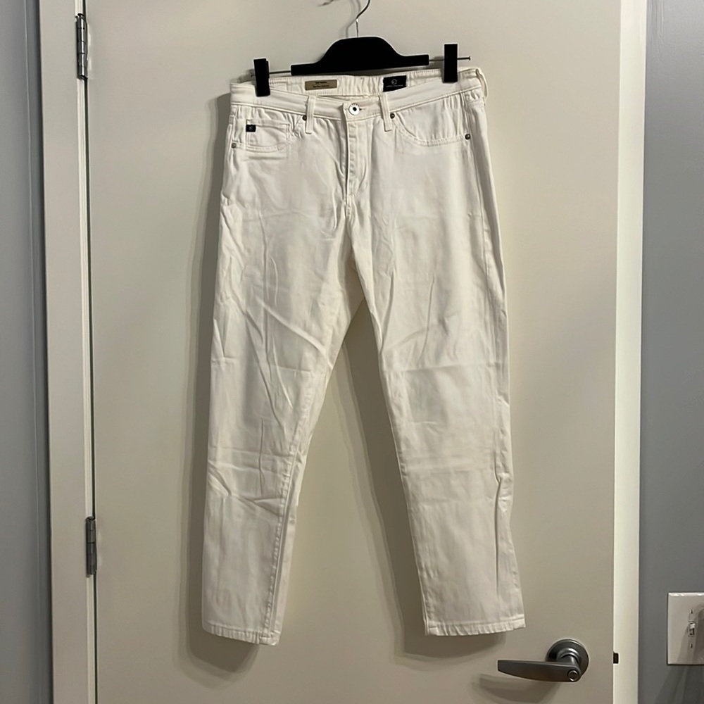 AG - Adriano Goldschmeid Prima Mid rise cigarette skinny jean and white. Size 29